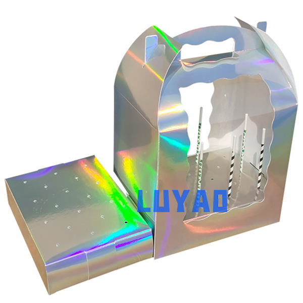 metallic laser silver cake pop box